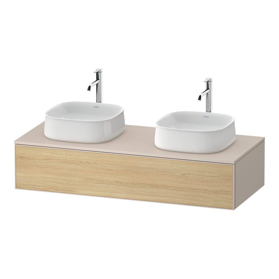 Duravit Zencha – Έπιπλο Νιπτήρα – 1300 mm, για κονσόλα, 1 συρτάρι, σώμα Taupe Super Matt – Natural oak, Decor (ZE4813B30830000)