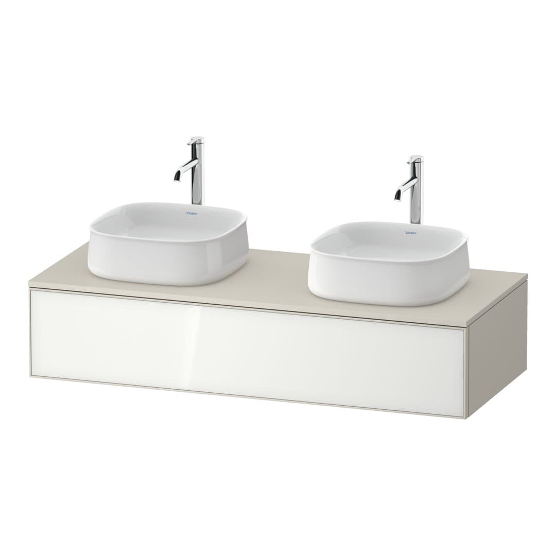 Duravit Zencha – Έπιπλο Νιπτήρα – 1300 mm, για κονσόλα, 1 συρτάρι, σώμα Taupe Super Matt – White, Glass (ZE4813B64830000)