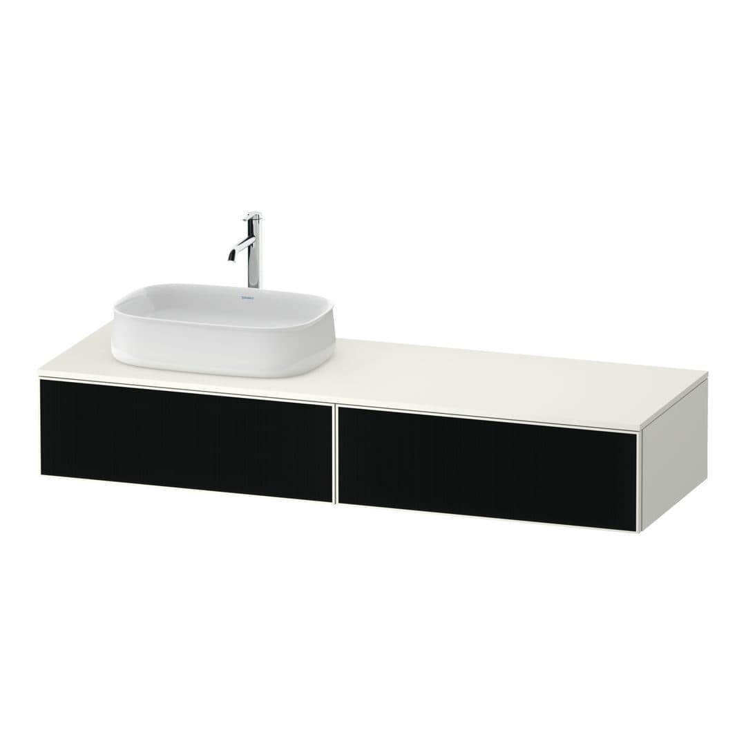 Duravit Zencha – Έπιπλο Νιπτήρα – 1600 mm, για κονσόλα, 2 συρτάρια, νιπτήρας αριστερά, σώμα White Super Matt – Black line structure, Glass (ZE4814L63840000)