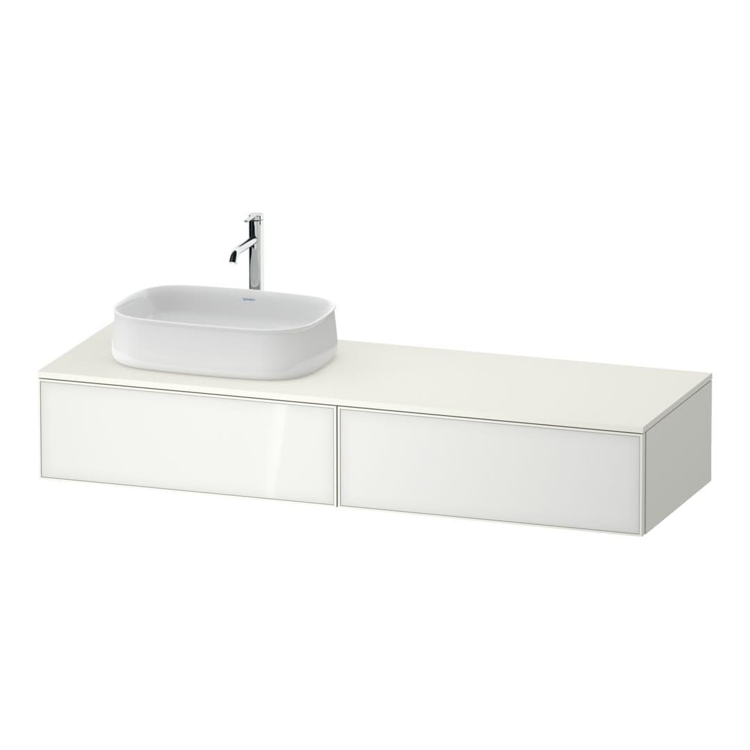 Duravit Zencha – Έπιπλο Νιπτήρα – 1600 mm, για κονσόλα, 2 συρτάρια, νιπτήρας αριστερά – White, Glass (ZE4814L64840000)