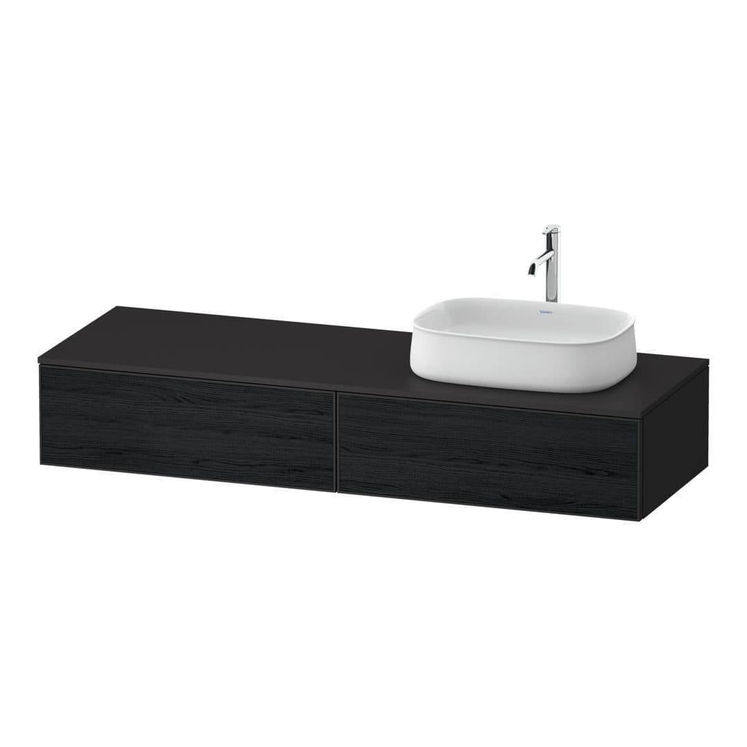 Duravit Zencha – Έπιπλο Νιπτήρα – 1600 mm, για κονσόλα, 2 συρτάρια, νιπτήρας δεξιά, σώμα Graphite Super Matt – Black oak Matt, Decor (ZE4814R16800000)