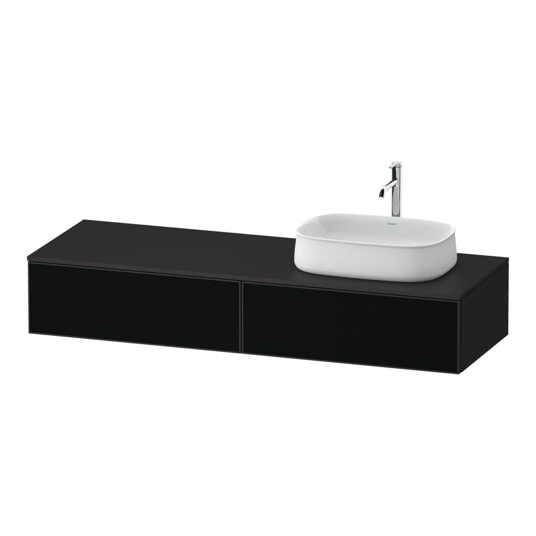 Duravit Zencha – Έπιπλο Νιπτήρα – 1600 mm, για κονσόλα, 2 συρτάρια, νιπτήρας δεξιά, σώμα Graphite Super Matt – Black line structure, Glass (ZE4814R63800000)
