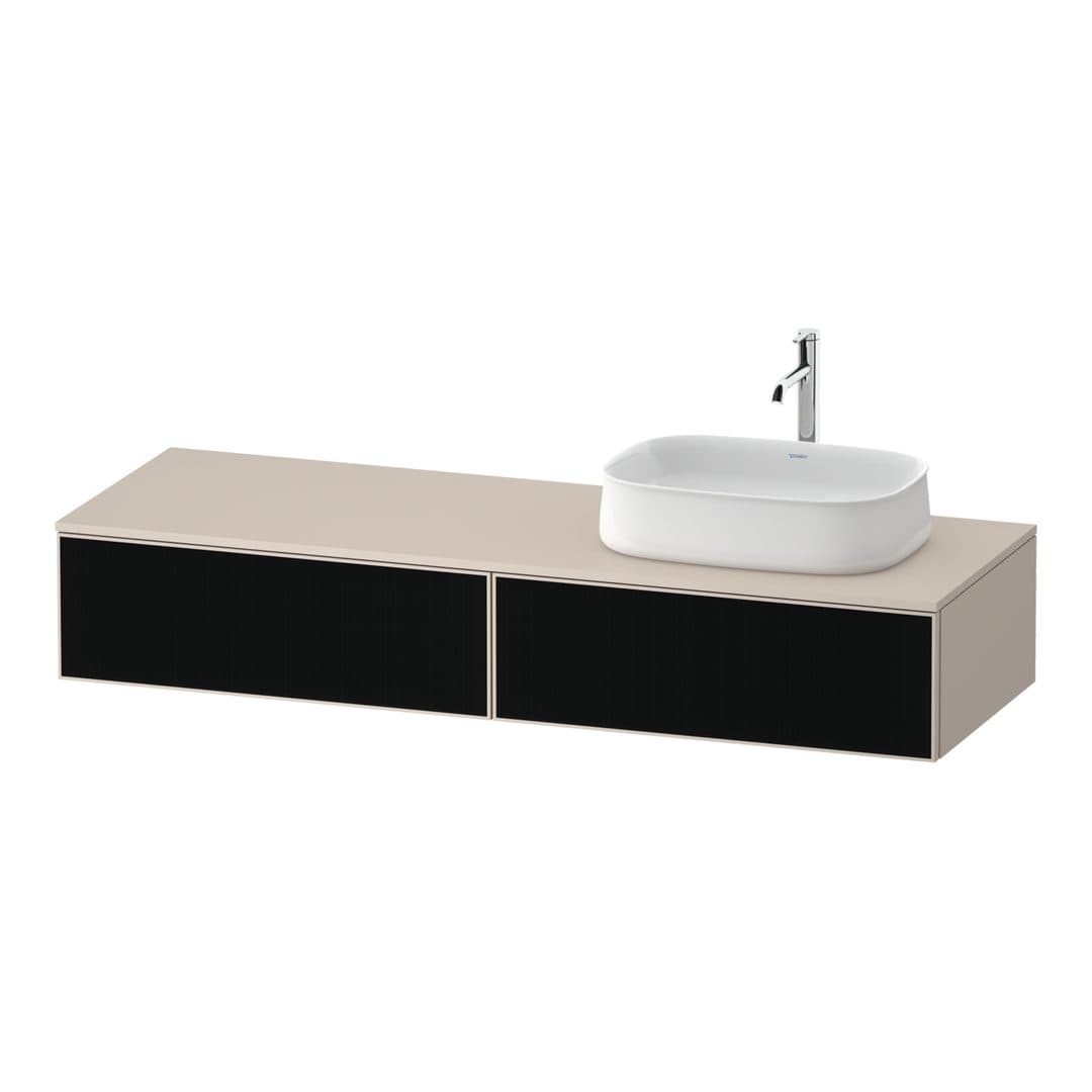 Duravit Zencha – Έπιπλο Νιπτήρα – 1600 mm, για κονσόλα, 2 συρτάρια, νιπτήρας δεξιά, σώμα Taupe Super Matt – Black line structure, Glass (ZE4814R63830000)