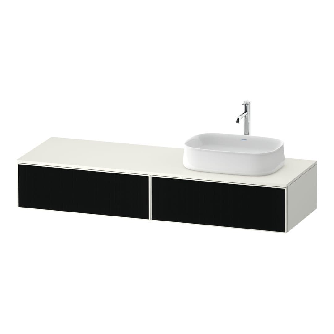 Duravit Zencha – Έπιπλο Νιπτήρα – 1600 mm, για κονσόλα, 2 συρτάρια, νιπτήρας δεξιά, σώμα White Super Matt – Black line structure, Glass (ZE4814R63840000)