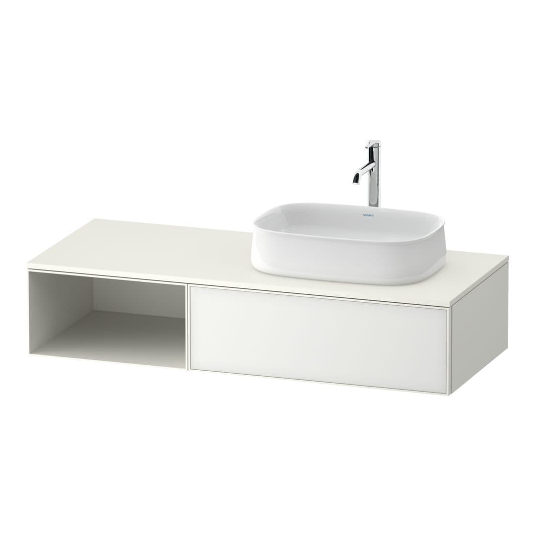 Duravit Zencha – Έπιπλο Νιπτήρα – 1300 mm, για κονσόλα, 1 συρτάρι, νιπτήρας δεξιά – White, Glass (ZE4819064840000)