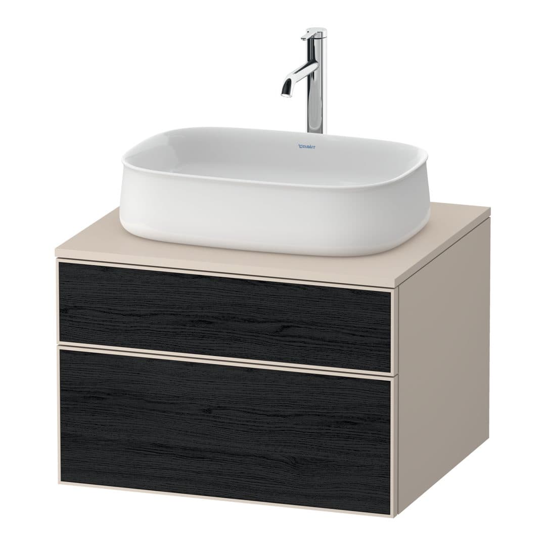 Duravit Zencha – Έπιπλο Νιπτήρα – 650 mm, για κονσόλα, 2 συρτάρια, νιπτήρας κέντρο, σώμα Taupe Super Matt – Black oak Matt, Decor (ZE4820016830000)