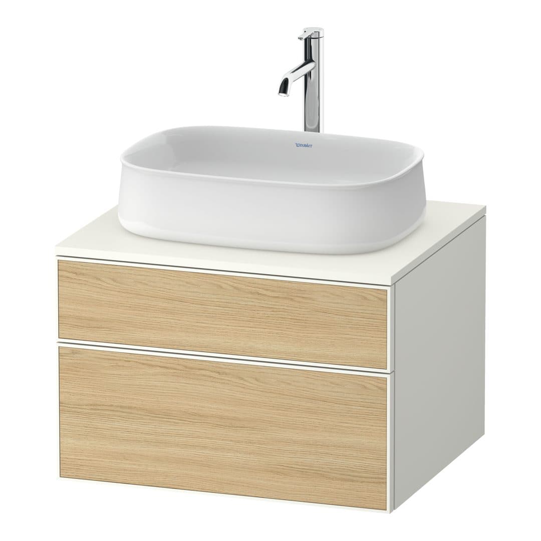 Duravit Zencha – Έπιπλο Νιπτήρα – 650 mm, για κονσόλα, 2 συρτάρια, νιπτήρας κέντρο, σώμα White Super Matt – Natural oak, Decor (ZE4820030840000)