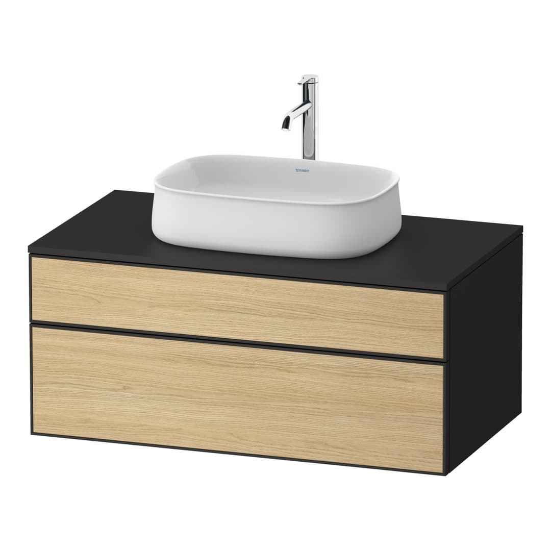 Duravit Zencha – Έπιπλο Νιπτήρα – 1000 mm, για κονσόλα, 2 συρτάρια, νιπτήρας κέντρο, σώμα Graphite Super Matt – Natural oak, Decor (ZE4821030800000)