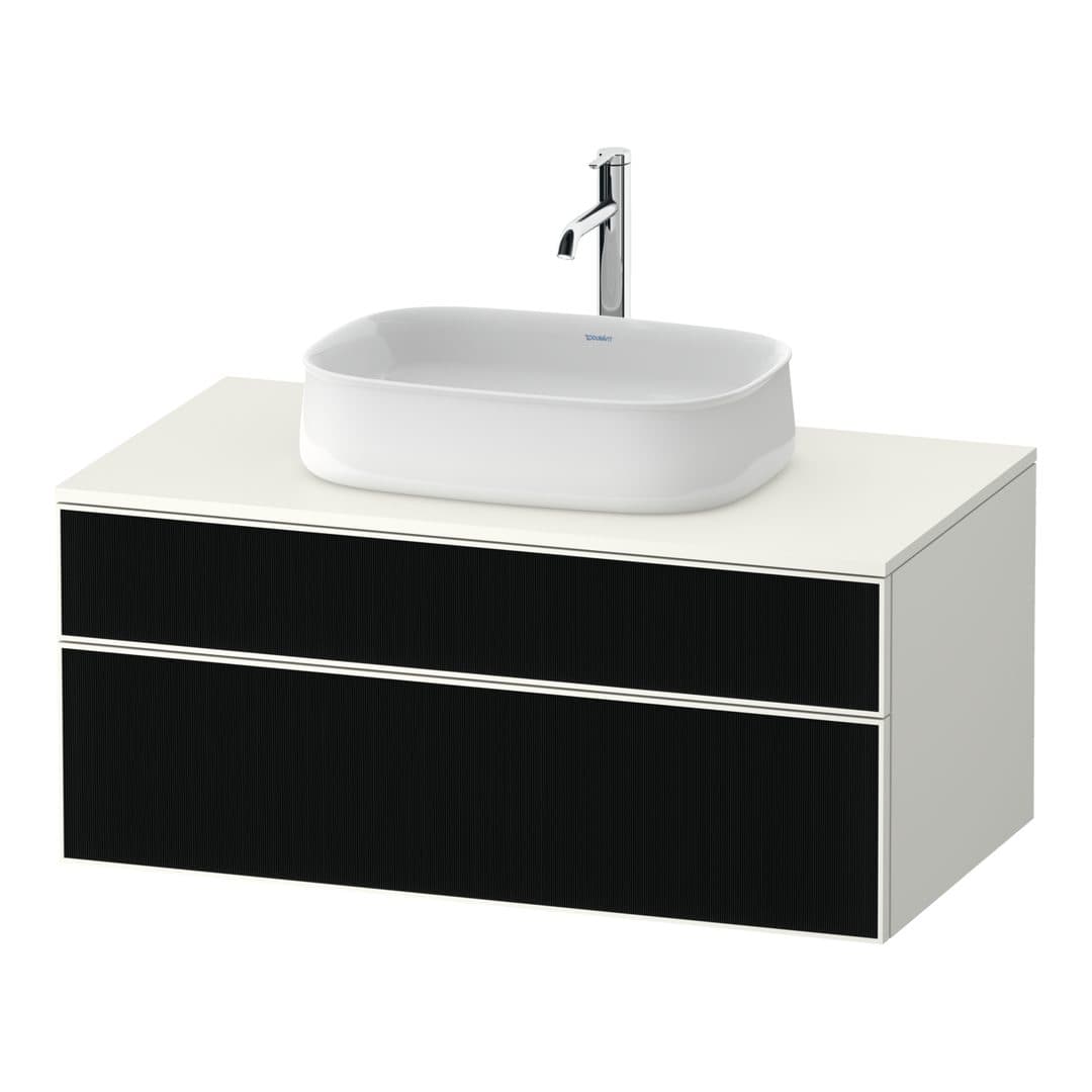 Duravit Zencha – Έπιπλο Νιπτήρα – 1000 mm, για κονσόλα, 2 συρτάρια, νιπτήρας κέντρο, σώμα White Super Matt – Black line structure, Glass (ZE4821063840000)