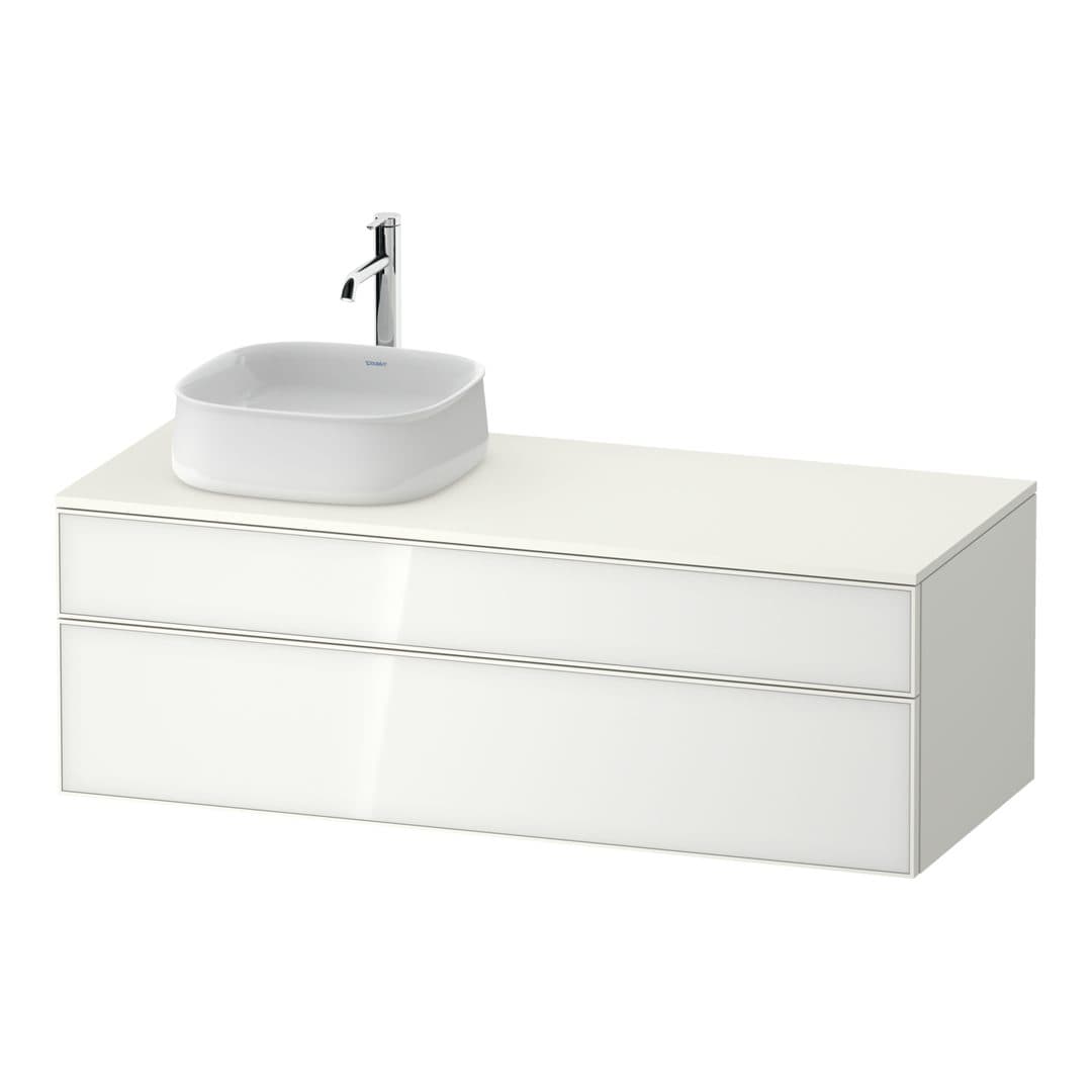 Duravit Zencha – Έπιπλο Νιπτήρα – 1300 mm, για κονσόλα, 2 συρτάρια, νιπτήρας αριστερά, 1300 x 550 x 442 mm – White, Glass (ZE4822L64840000)