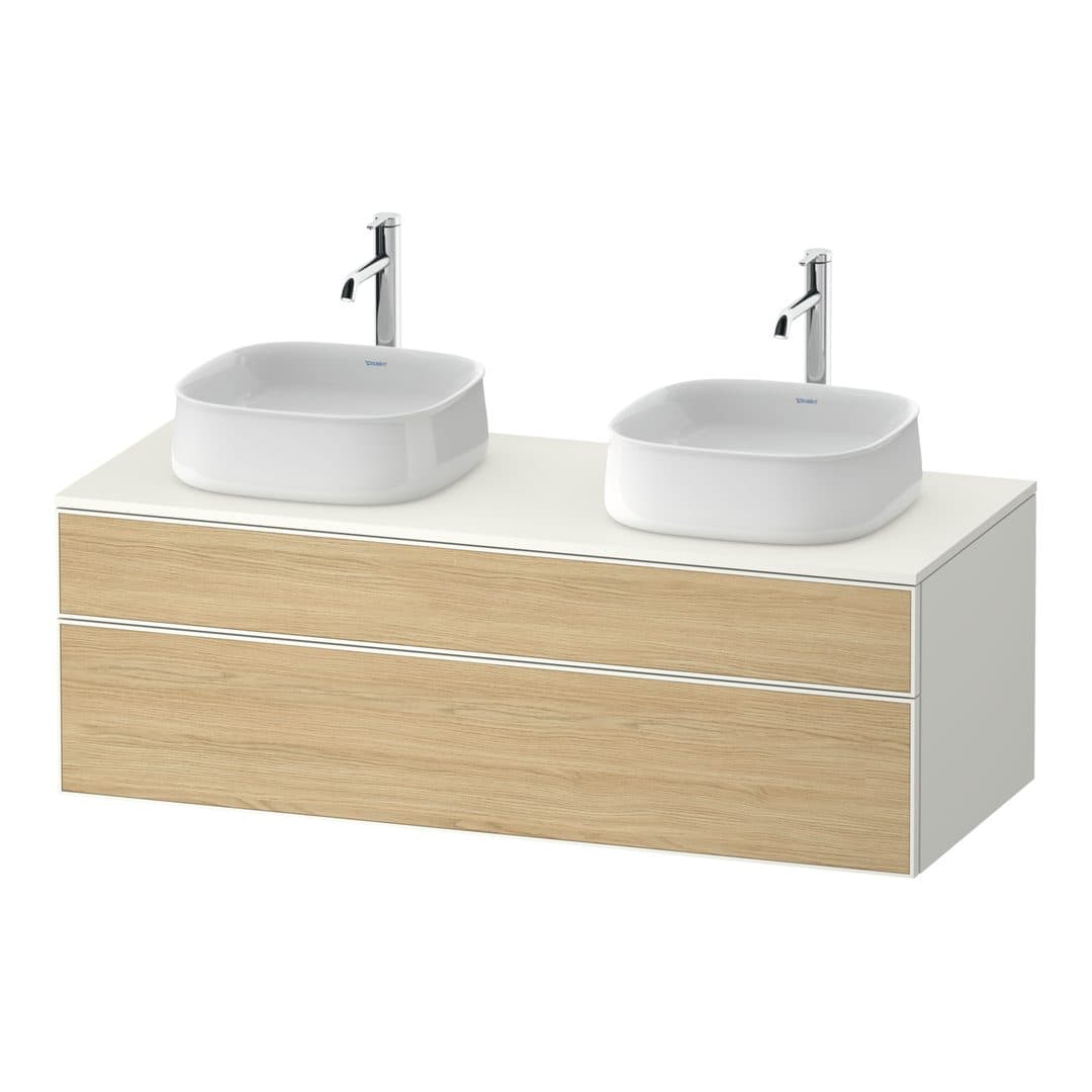 Duravit Zencha – Έπιπλο Νιπτήρα – 1300 mm, για κονσόλα, 2 συρτάρια, σώμα White Super Matt – Natural oak, Decor (ZE4823B30840000)