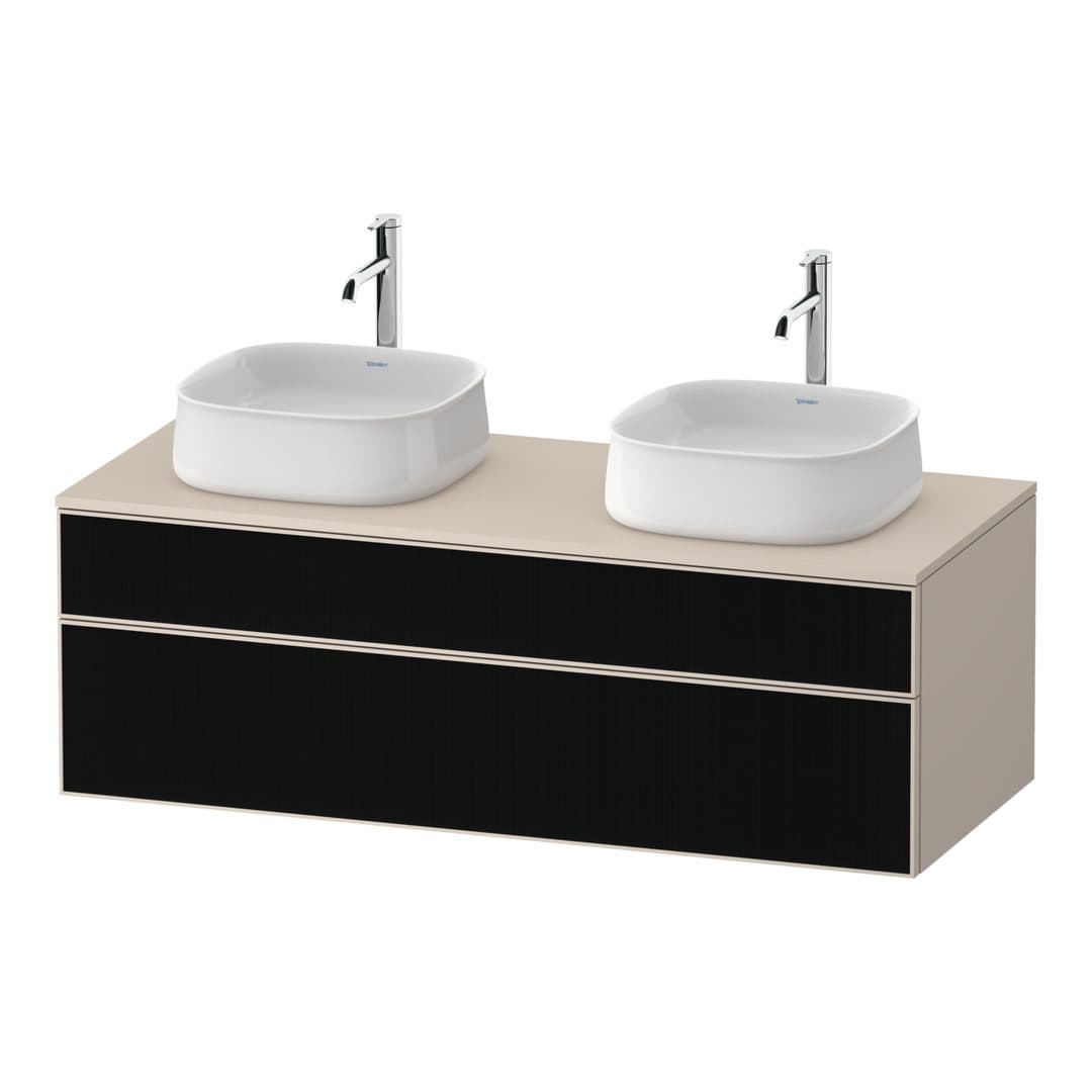 Duravit Zencha – Έπιπλο Νιπτήρα – 1300 mm, για κονσόλα, 2 συρτάρια, σώμα Taupe Super Matt – Black line structure, Glass (ZE4823B63830000)