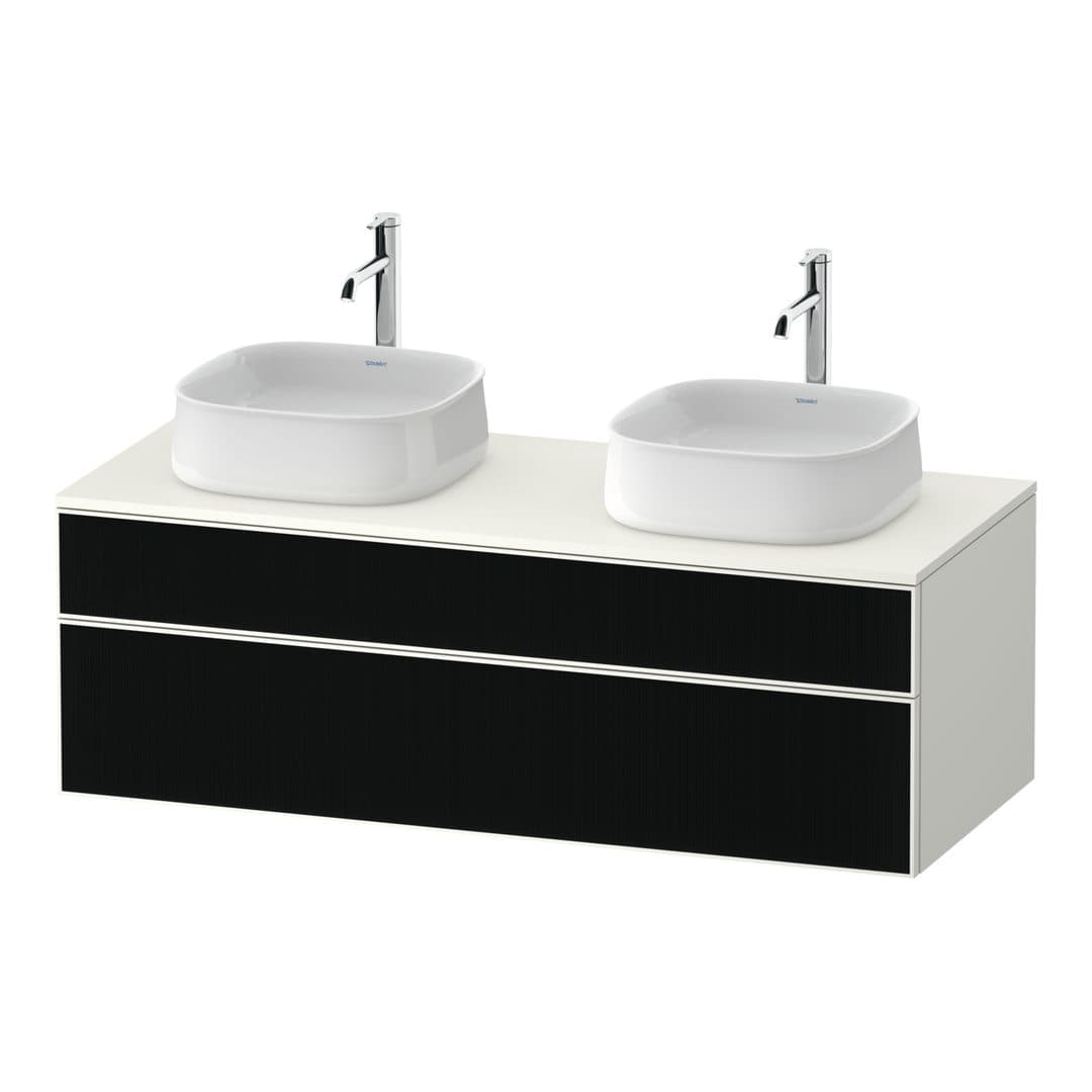 Duravit Zencha – Έπιπλο Νιπτήρα – 1300 mm, για κονσόλα, 2 συρτάρια, σώμα White Super Matt – Black line structure, Glass (ZE4823B63840000)