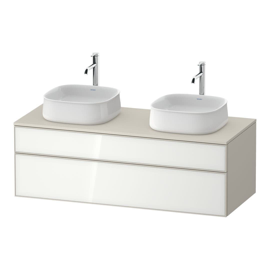 Duravit Zencha – Έπιπλο Νιπτήρα – 1300 mm, για κονσόλα, 2 συρτάρια, σώμα Taupe Super Matt – White, Glass (ZE4823B64830000)