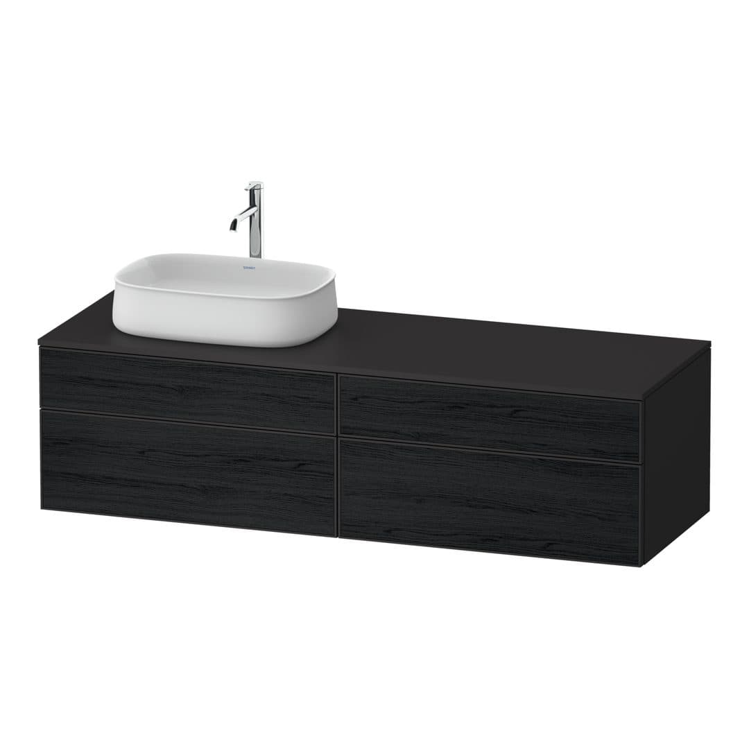 Duravit Zencha – Έπιπλο Νιπτήρα – 1600 mm, για κονσόλα, 4 συρτάρια, νιπτήρας αριστερά, σώμα Graphite Super Matt – Black oak Matt, Decor (ZE4824L16800000)