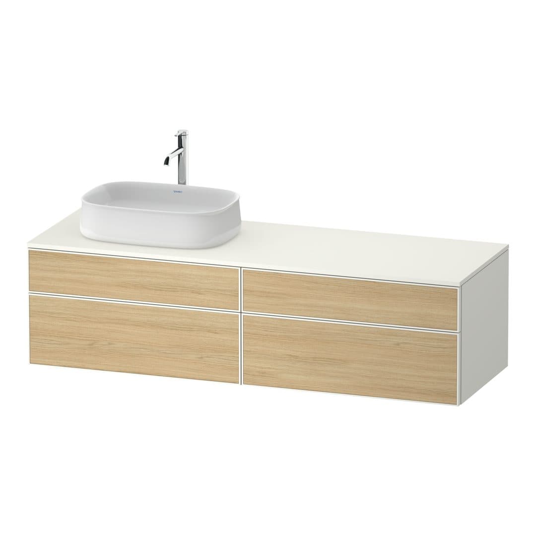 Duravit Zencha – Έπιπλο Νιπτήρα – 1600 mm, για κονσόλα, 4 συρτάρια, νιπτήρας αριστερά, σώμα White Super Matt – Natural oak, Decor (ZE4824L30840000)