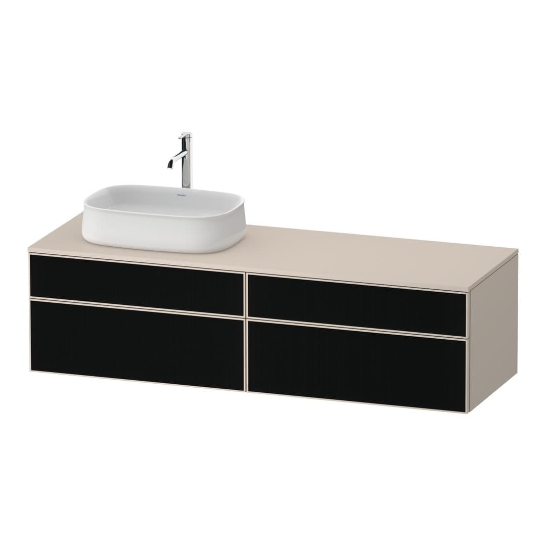 Duravit Zencha – Έπιπλο Νιπτήρα – 1600 mm, για κονσόλα, 4 συρτάρια, νιπτήρας αριστερά, σώμα Taupe Super Matt – Black line structure, Glass (ZE4824L63830000)