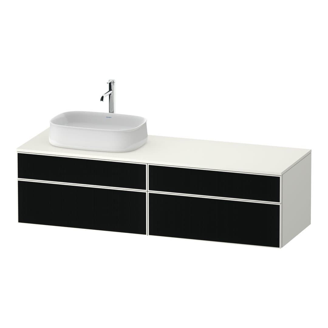 Duravit Zencha – Έπιπλο Νιπτήρα – 1600 mm, για κονσόλα, 4 συρτάρια, νιπτήρας αριστερά, σώμα White Super Matt – Black line structure, Glass (ZE4824L63840000)