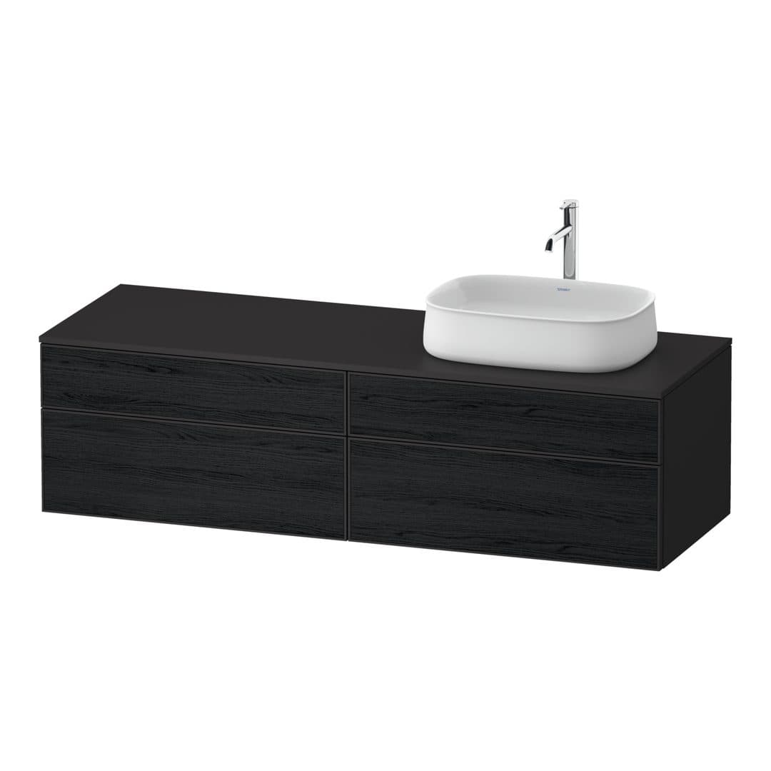 Duravit Zencha – Έπιπλο Νιπτήρα – 1600 mm, για κονσόλα, 4 συρτάρια, νιπτήρας δεξιά, σώμα Graphite Super Matt – Black oak Matt, Decor (ZE4824R16800000)