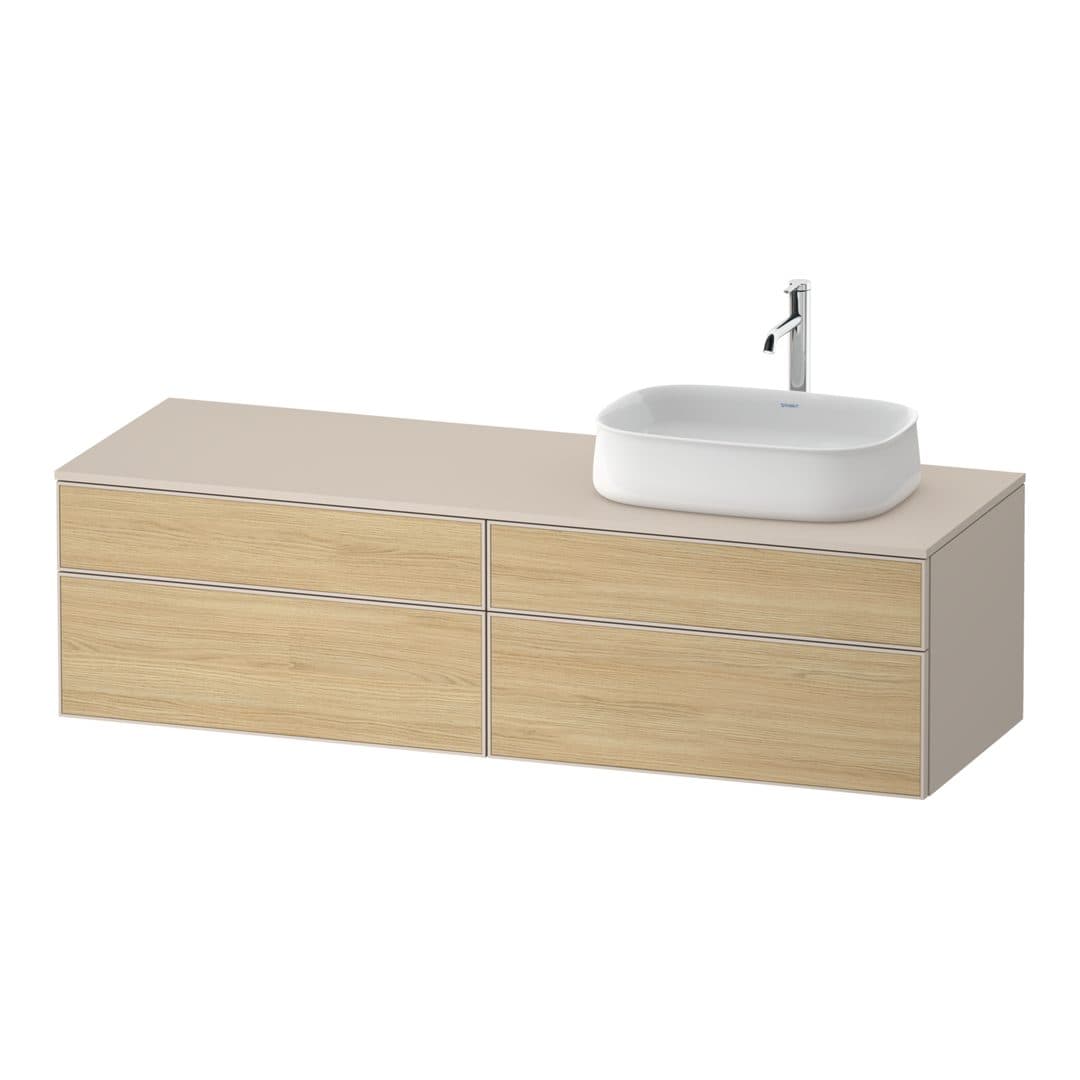 Duravit Zencha – Έπιπλο Νιπτήρα – 1600 mm, για κονσόλα, 4 συρτάρια, νιπτήρας δεξιά, σώμα Taupe Super Matt – Natural oak, Decor (ZE4824R30830000)