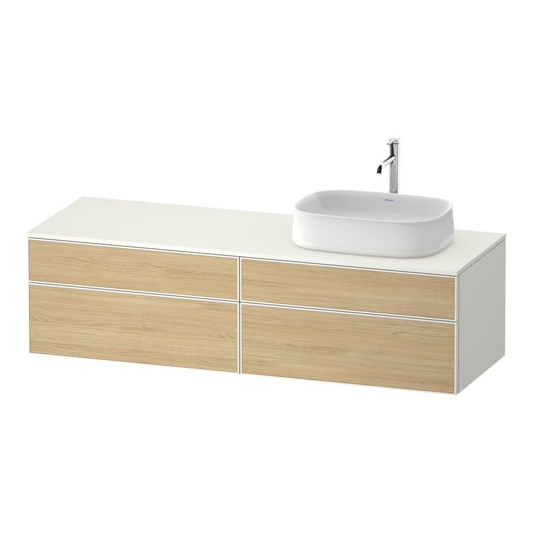 Duravit Zencha – Έπιπλο Νιπτήρα – 1600 mm, για κονσόλα, 4 συρτάρια, νιπτήρας δεξιά, σώμα White Super Matt – Natural oak, Decor (ZE4824R30840000)