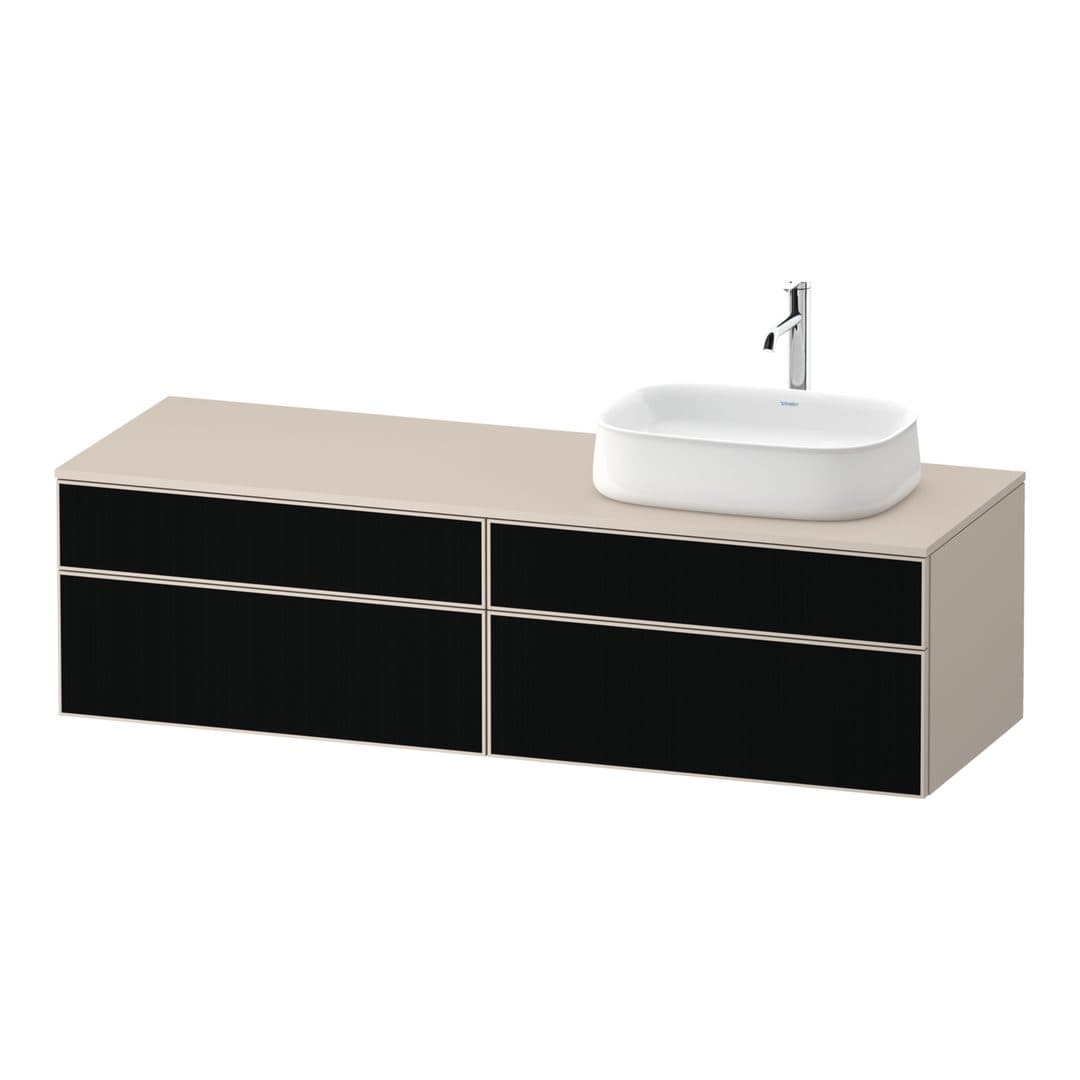 Duravit Zencha – Έπιπλο Νιπτήρα – 1600 mm, για κονσόλα, 4 συρτάρια, νιπτήρας δεξιά, σώμα Taupe Super Matt – Black line structure, Glass (ZE4824R63830000)