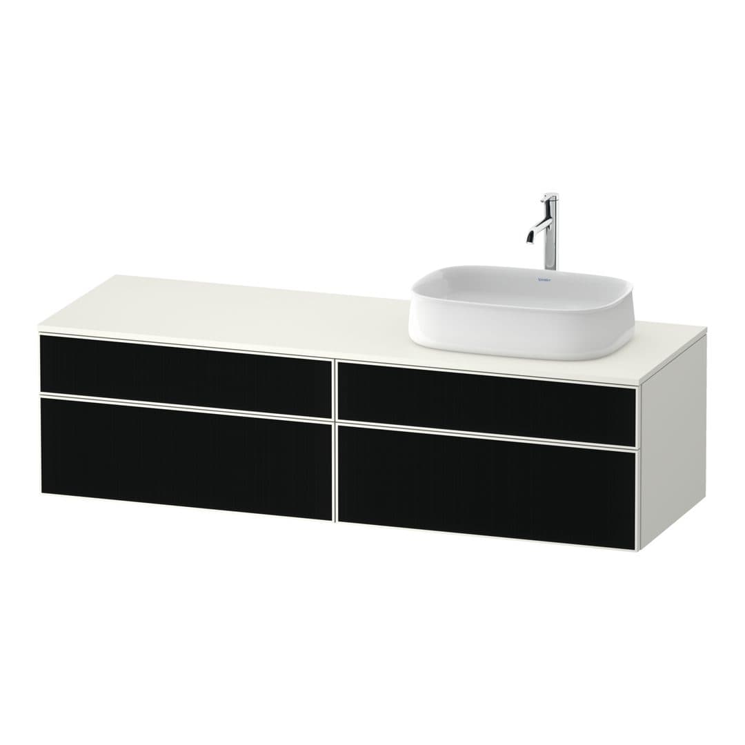 Duravit Zencha – Έπιπλο Νιπτήρα – 1600 mm, για κονσόλα, 4 συρτάρια, νιπτήρας δεξιά, σώμα White Super Matt – Black line structure, Glass (ZE4824R63840000)