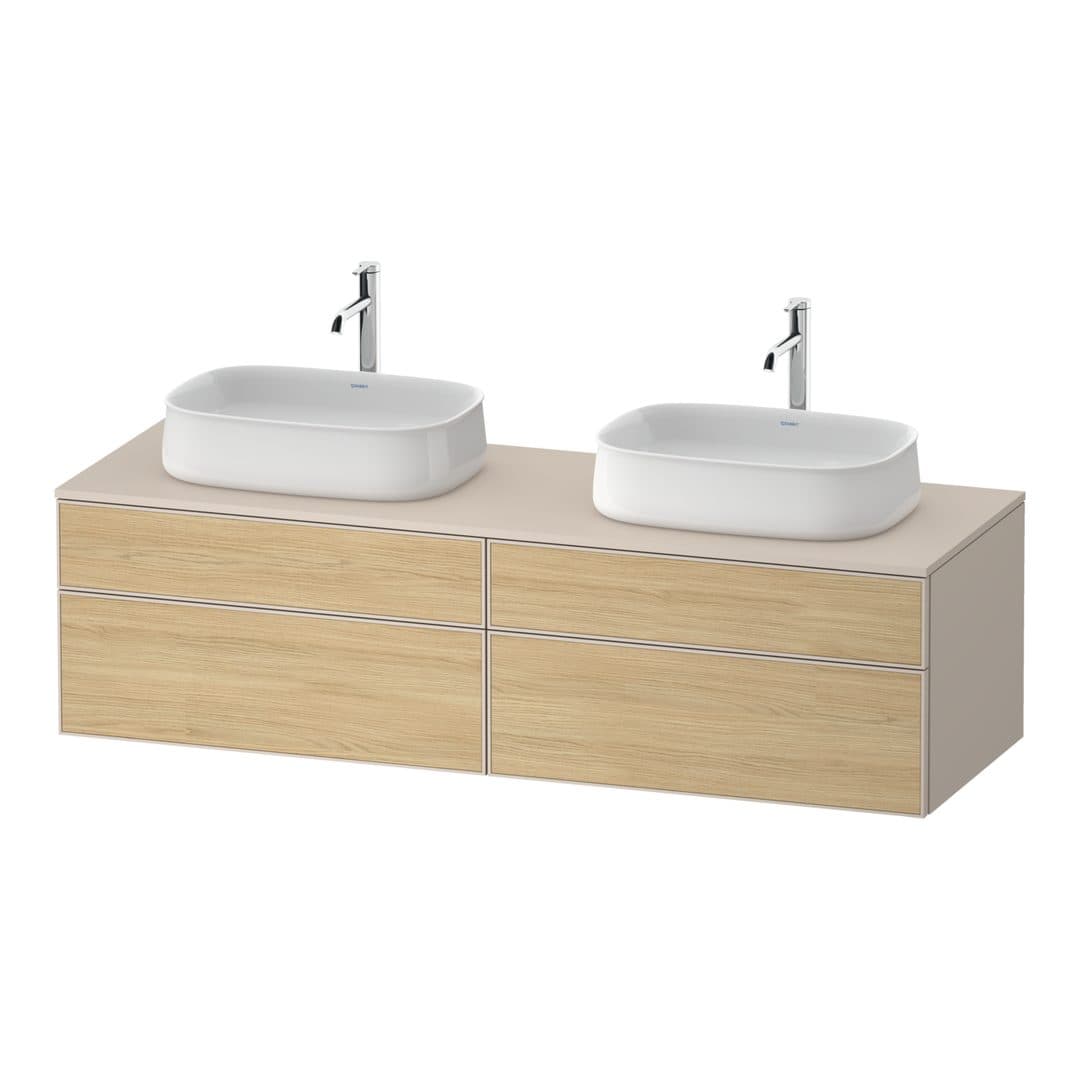 Duravit Zencha – Έπιπλο Νιπτήρα – 1600 mm, για κονσόλα, 4 συρτάρια, σώμα Taupe Super Matt – Natural oak, Decor (ZE4825B30830000)