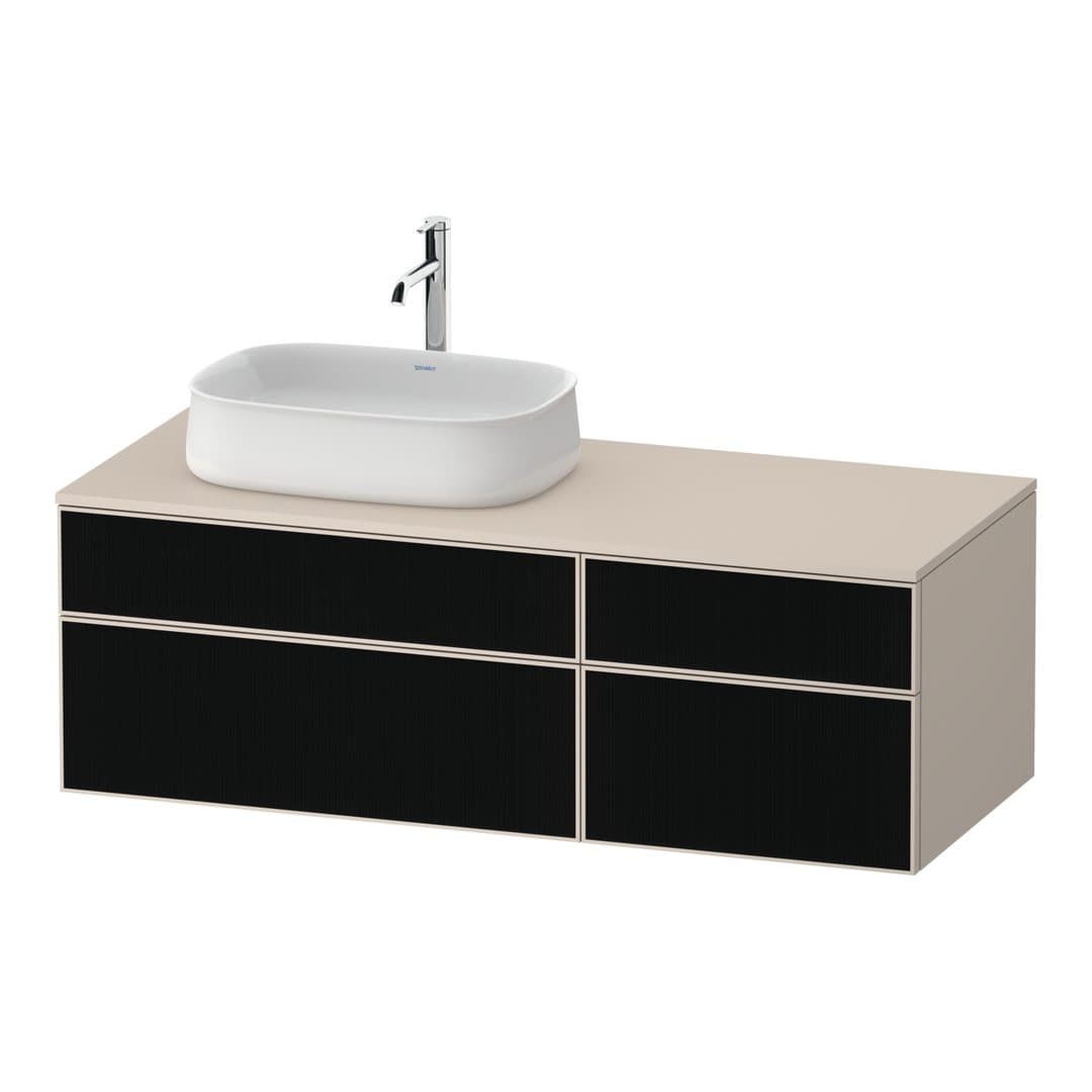 Duravit Zencha – Έπιπλο Νιπτήρα – 1300 mm, για κονσόλα, 4 συρτάρια, νιπτήρας αριστερά, σώμα Taupe Super Matt – Black line structure, Glass (ZE4826063830000)