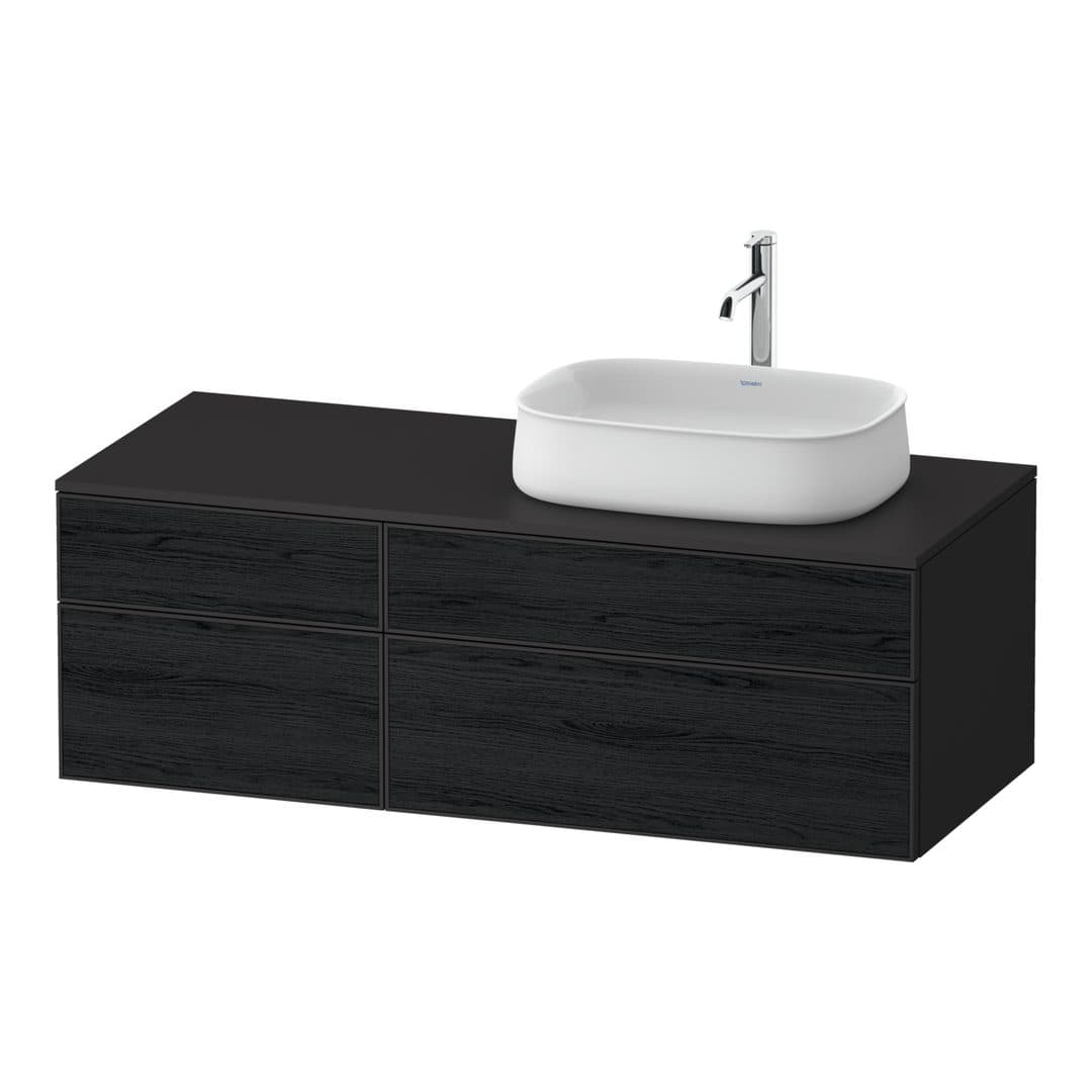 Duravit Zencha – Έπιπλο Νιπτήρα – 1300 mm, για κονσόλα, 4 συρτάρια, νιπτήρας δεξιά, σώμα Graphite Super Matt – Black oak Matt, Decor (ZE4827016800000)