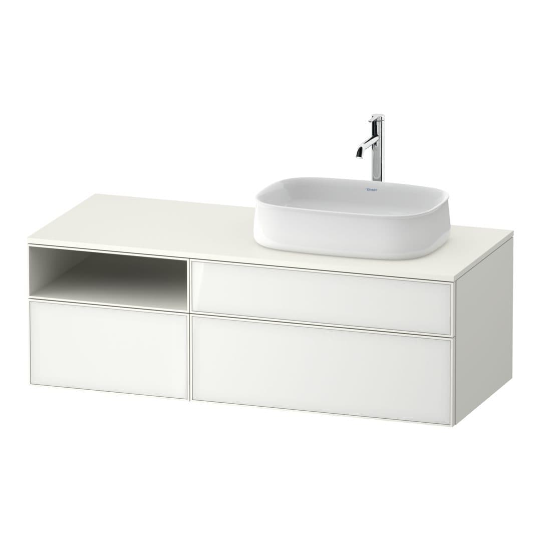 Duravit Zencha – Έπιπλο Νιπτήρα – 1300 mm, για κονσόλα, 3 συρτάρια, νιπτήρας δεξιά – White, Glass (ZE4829064840000)