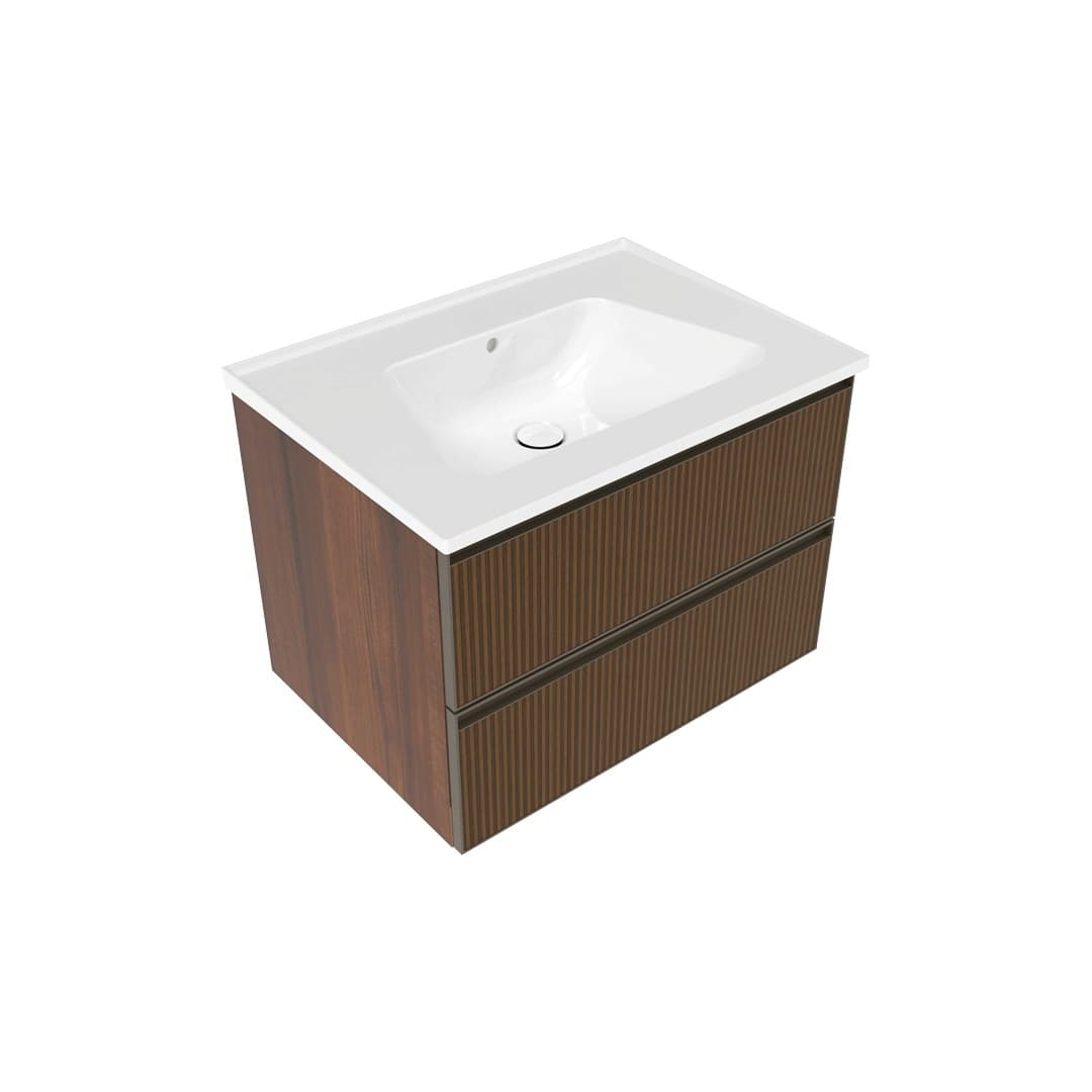 Flaminia BLOOM 70 + CUBIKA – Έπιπλο Νιπτήρα – Wall hung vanity unit cm 70×50 h 50 – 2 drawers – Noce Greca (BCK809LNK)