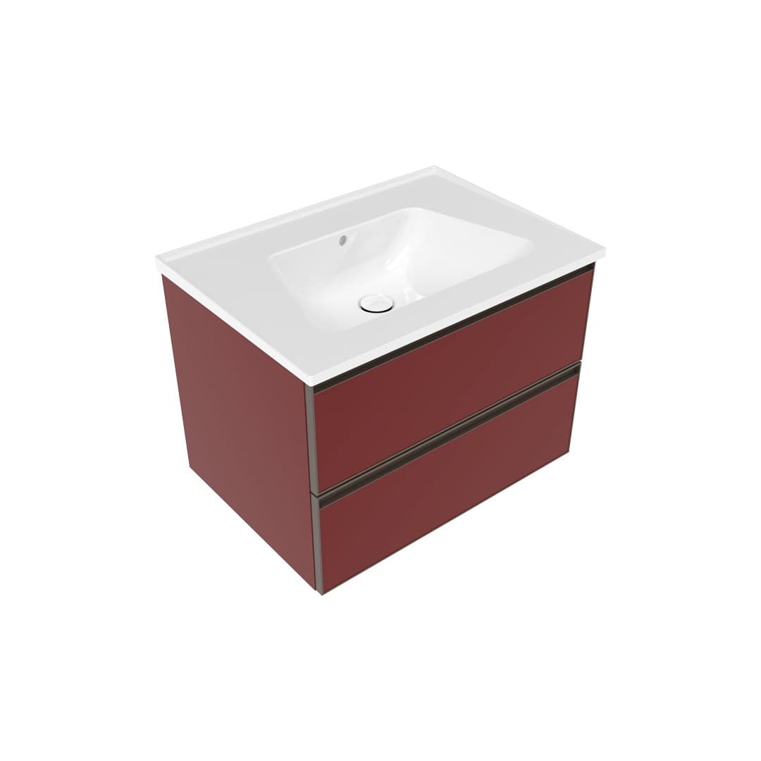 Flaminia BLOOM 70 + CUBIKA – Έπιπλο Νιπτήρα – Wall hung vanity unit cm 70×50 h 50 – 2 drawers – Bordeaux Matt (BCK809LRK)