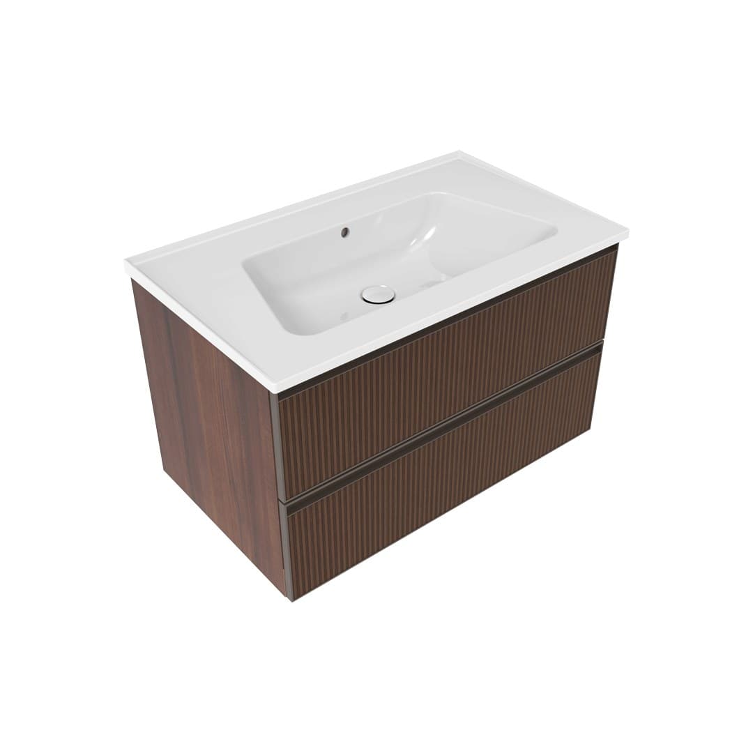 Flaminia BLOOM 85 + CUBIKA – Έπιπλο Νιπτήρα – Wall hung vanity unit cm 85×50 h 50 – 2 drawers – Noce Greca (BCK815LNK)