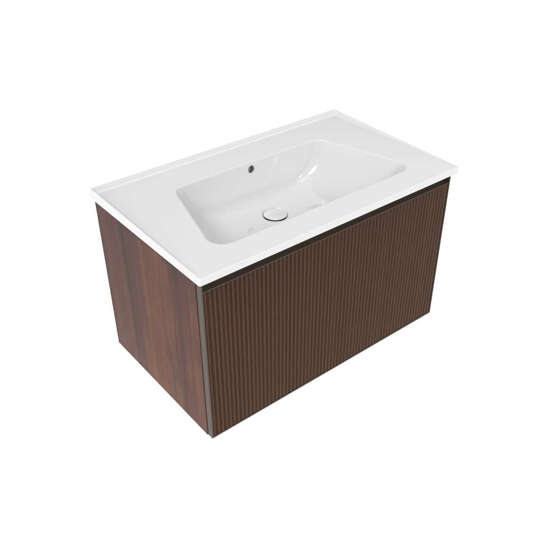 Flaminia BLOOM 85 + CUBIKA – Έπιπλο Νιπτήρα – Wall hung vanity unit cm 85×50 h 50 – 1 drawer – Noce Greca (BCK879LNK)