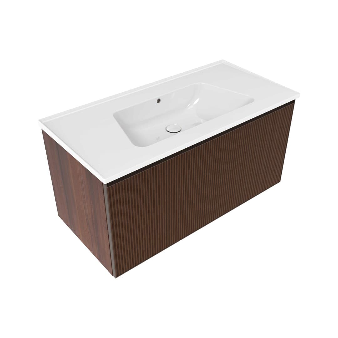 Flaminia BLOOM 105 + CUBIKA – Έπιπλο Νιπτήρα – Wall hung vanity unit cm 105×50 h 50 – 1 drawer – Noce Greca (BCK893LNK)