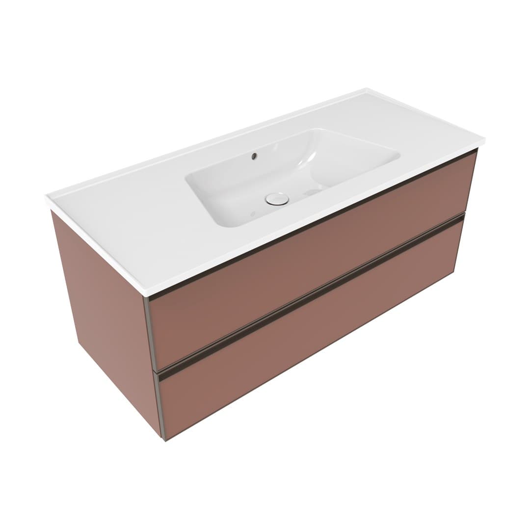 Flaminia BLOOM 120 + CUBIKA – Έπιπλο Νιπτήρα – Wall hung vanity unit cm 120×50 h 50 – 2 drawers – Rosa Vintage Matt (BCK949KLR)