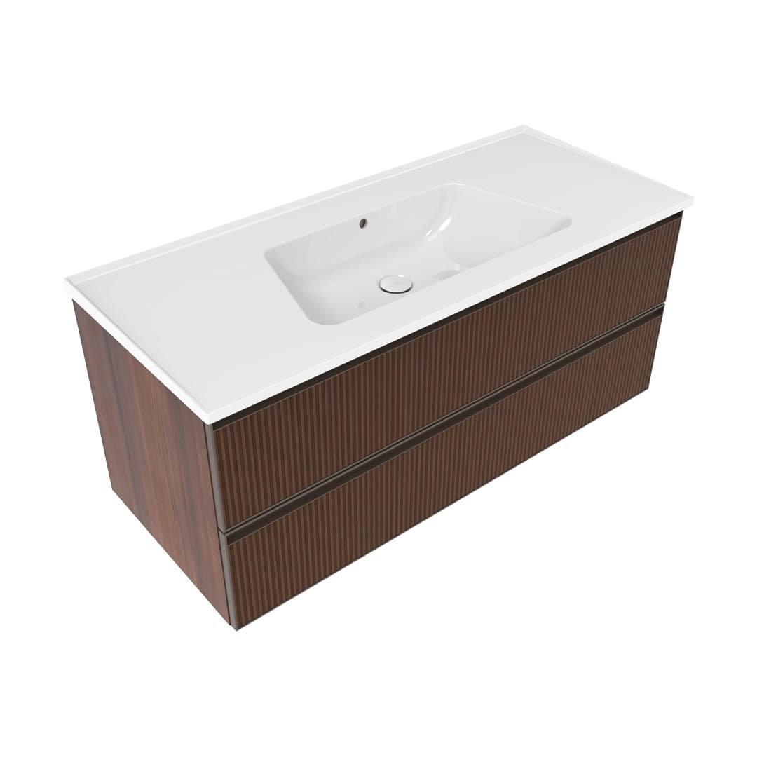 Flaminia BLOOM 120 + CUBIKA – Έπιπλο Νιπτήρα – Wall hung vanity unit cm 120×50 h 50 – 2 drawers – Noce Greca (BCK949LNK)