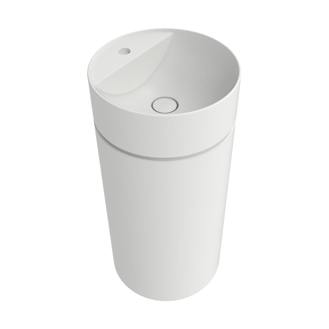 Flaminia MONOTWIN SLIM – Νιπτήρας Επιδαπέδιος – Column basin – wall drain and tap ledge – Latte Matt (MTR42PLAT)
