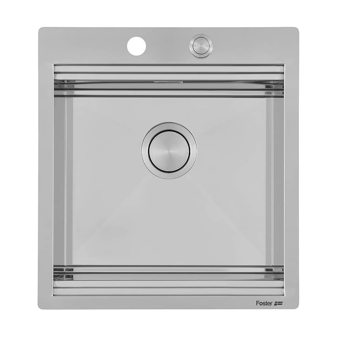 Foster Milanello Workstation – Νεροχύτης 1 Γούρνας – Επικαθήμενος / Χωνευτός 486×520 mm – Stainless steel (Brushed in line) (1031 050)
