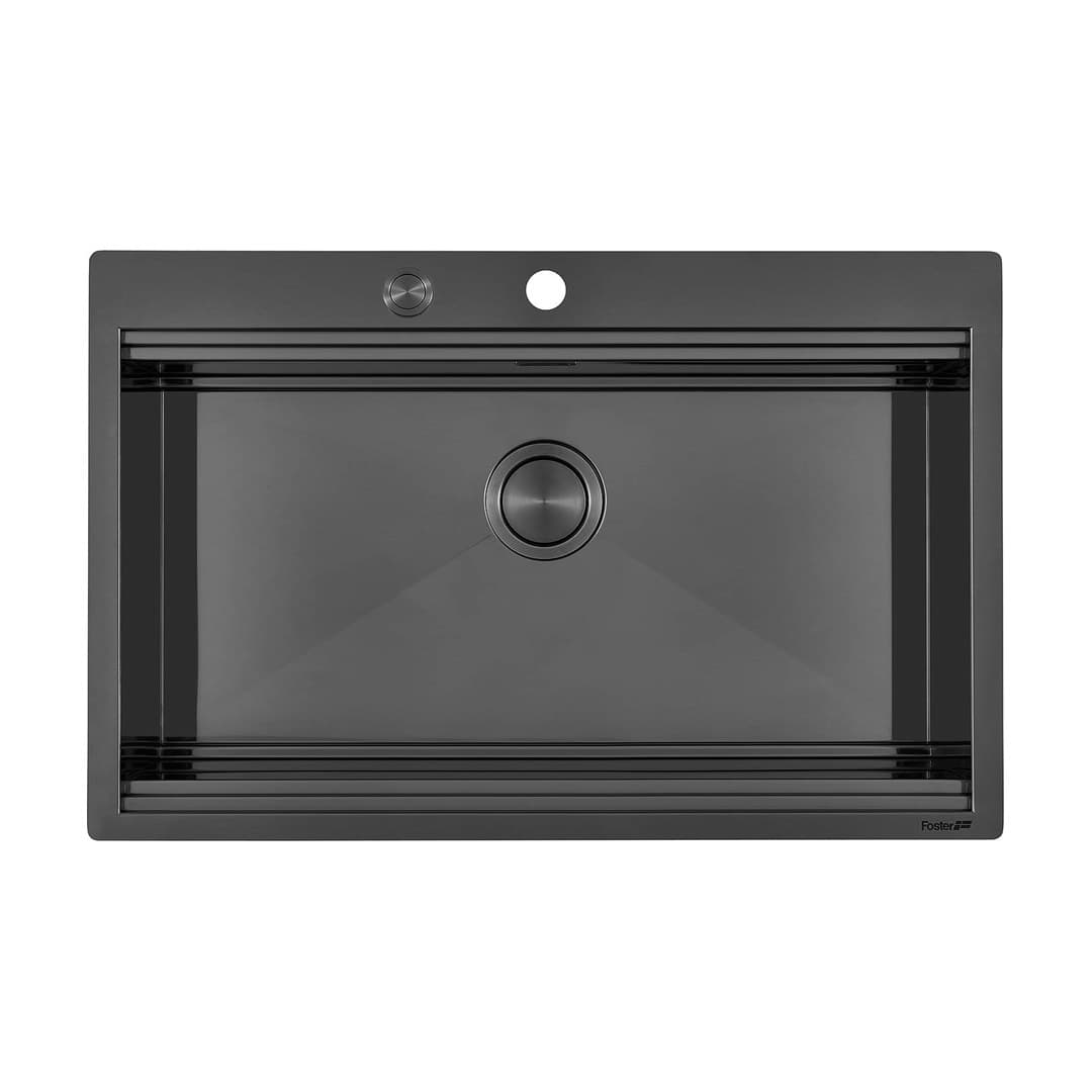 Foster Milanello Workstation – Νεροχύτης 1 Γούρνας – Επικαθήμενος / Χωνευτός 806×520 mm – Gun Metal (Brushed in line) (1034 056)