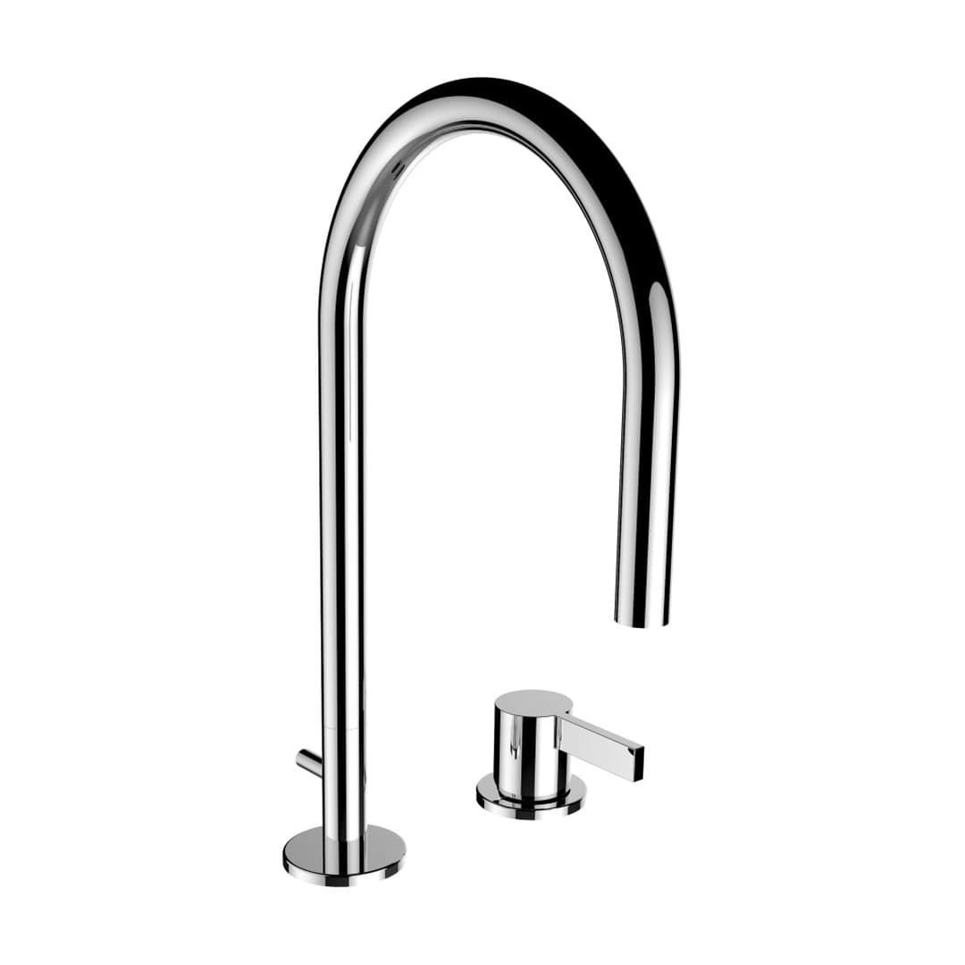 Laufen Kartell LAUFEN – Μπαταρία Νιπτήρα – προεξοχή 166 mm, 2 οπών, περιστρεφόμενο στόμιο, με βαλβίδα – Chrome (H3113320042211)