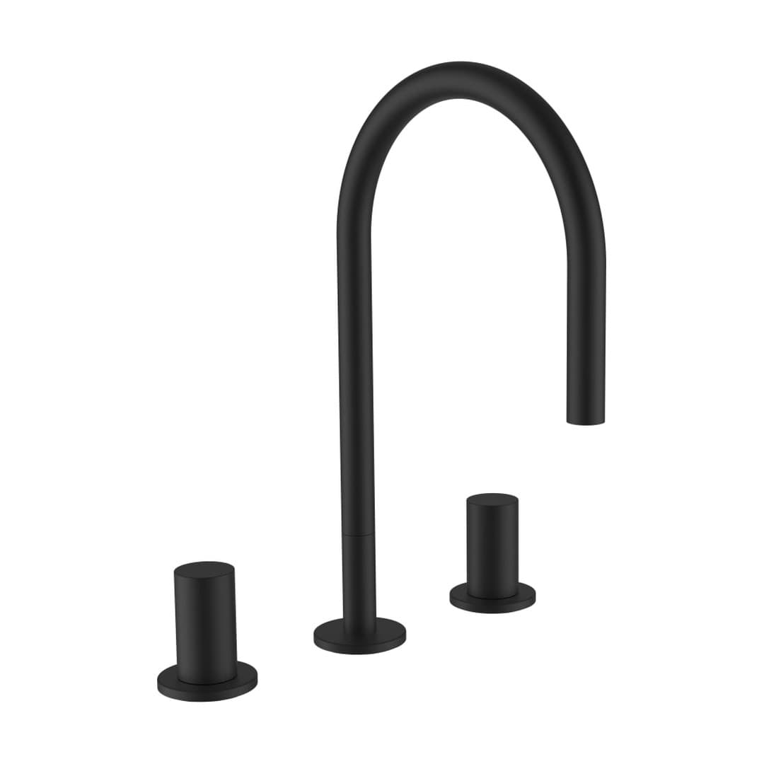 Laufen Kartell LAUFEN – Μπαταρία Νιπτήρα – προεξοχή 166 mm, 3 οπών, περιστρεφόμενο στόμιο, χωρίς βαλβίδα – PVD Titanium black matt (H3123330812201)