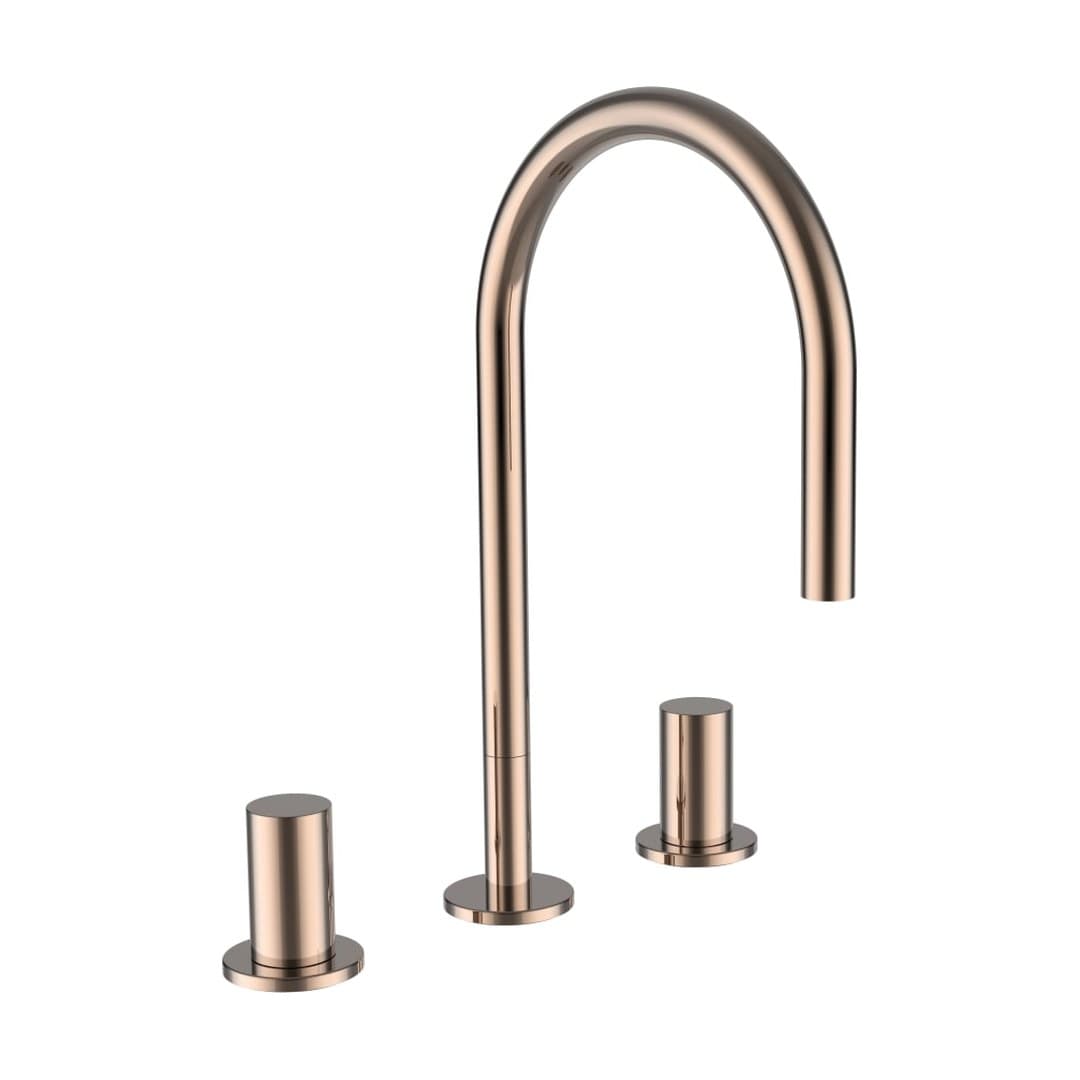Laufen Kartell LAUFEN – Μπαταρία Νιπτήρα – προεξοχή 166 mm, 3 οπών, περιστρεφόμενο στόμιο, χωρίς βαλβίδα – PVD rosegold (H3123330822201)