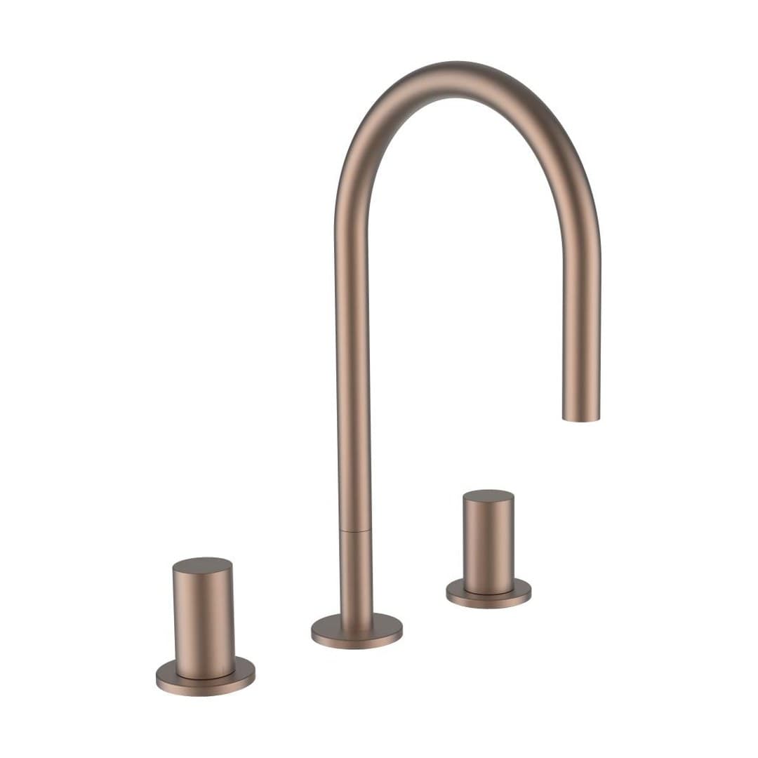 Laufen Kartell LAUFEN – Μπαταρία Νιπτήρα – προεξοχή 166 mm, 3 οπών, περιστρεφόμενο στόμιο, χωρίς βαλβίδα – PVD rosegold brushed (H3123331682201)