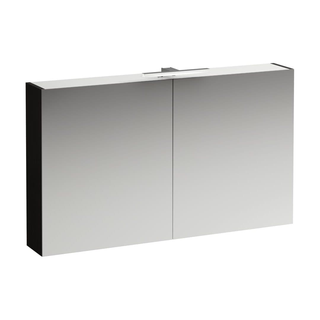 Laufen BASE – Καθρέπτης Μπάνιου – 1200 mm, 2 πόρτες, πρίζα, οριζόντιο LED – Dark brown elm (H4029021102631)