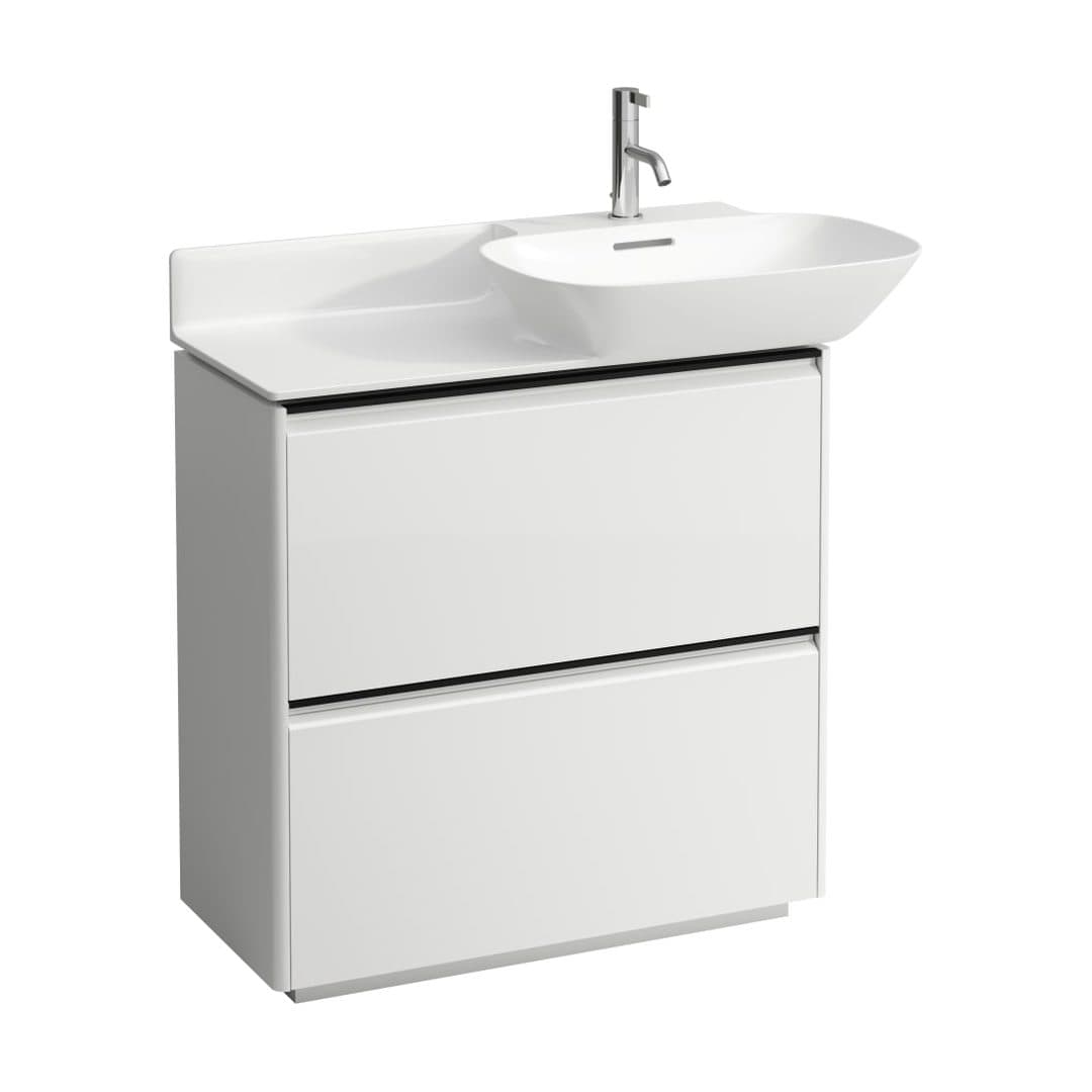 Laufen BASE – Έπιπλο Νιπτήρα – 770 mm, 2 συρτάρια, μαύρη λαβή, επιδαπέδιο – White glossy (H4030041102611)