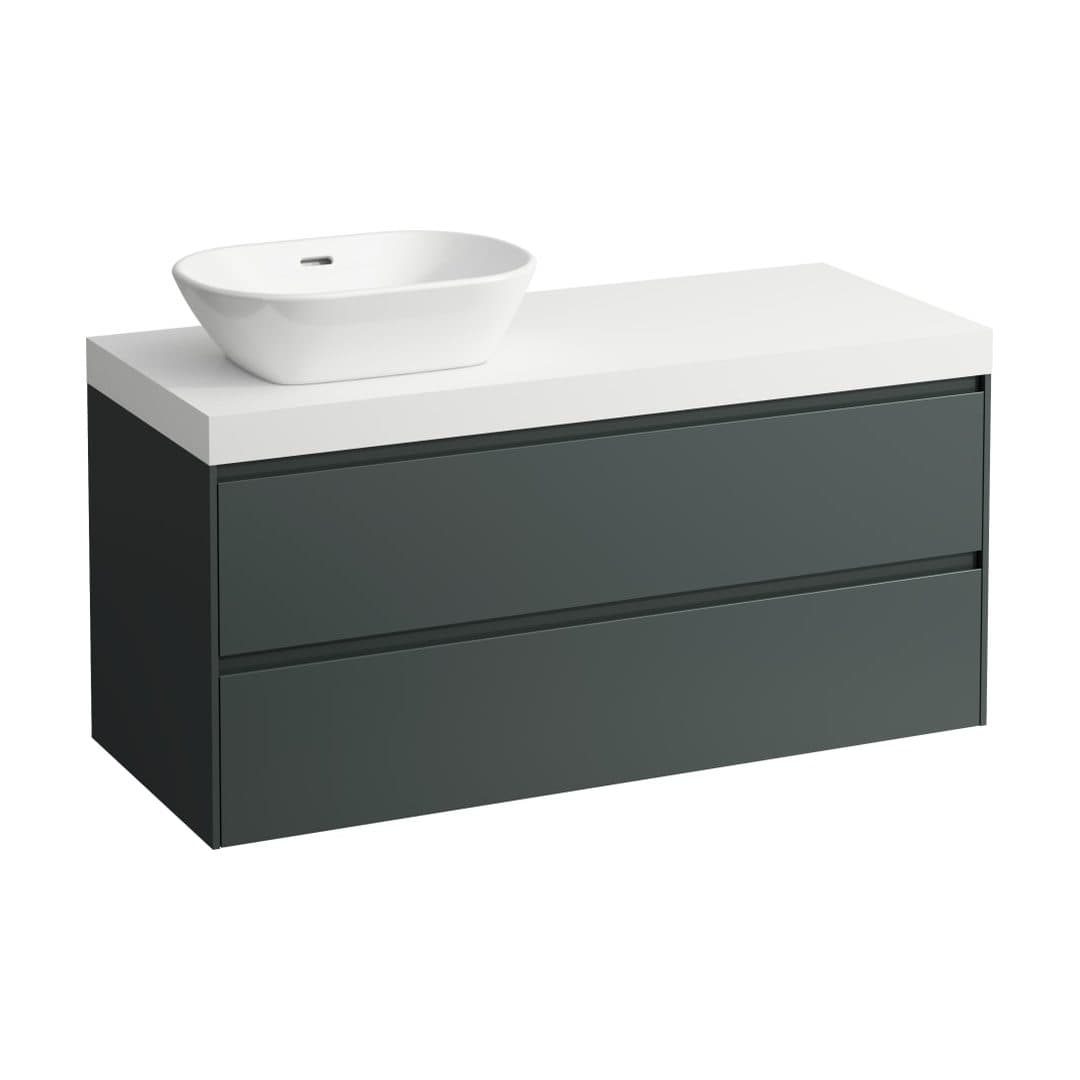 Laufen LANI – Έπιπλο Νιπτήρα – 1185 mm, 2 συρτάρια, πάγκος White Matt, άνοιγμα αριστερά – Traffic Grey (H4045721122661)