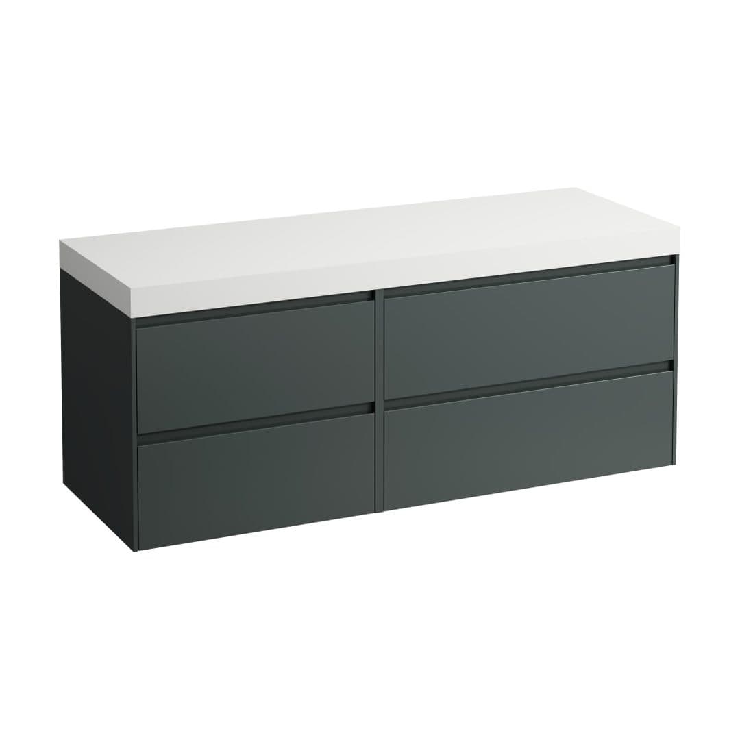 Laufen LANI – Ντουλάπι Μπάνιου – 1370 mm, 4 συρτάρια, πάγκος White Matt, 800 δεξιά + 600 αριστερά, χωρίς άνοιγμα – Traffic Grey (H4045811122661)