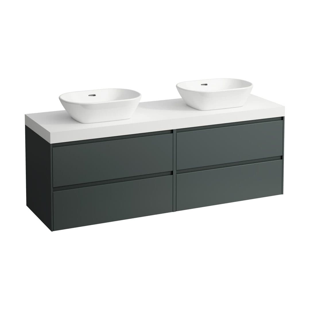 Laufen LANI – Έπιπλο Νιπτήρα – 1570 mm, 4 συρτάρια, πάγκος White Matt, ανοίγματα αριστερά & δεξιά – Traffic Grey (H4045941122661)